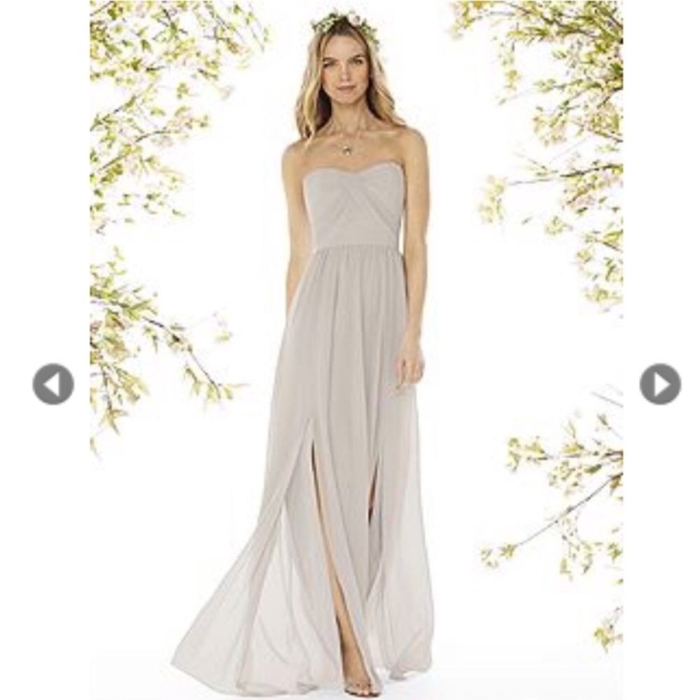 Social Bridesmaids Taupe Strapless Georgette Dress